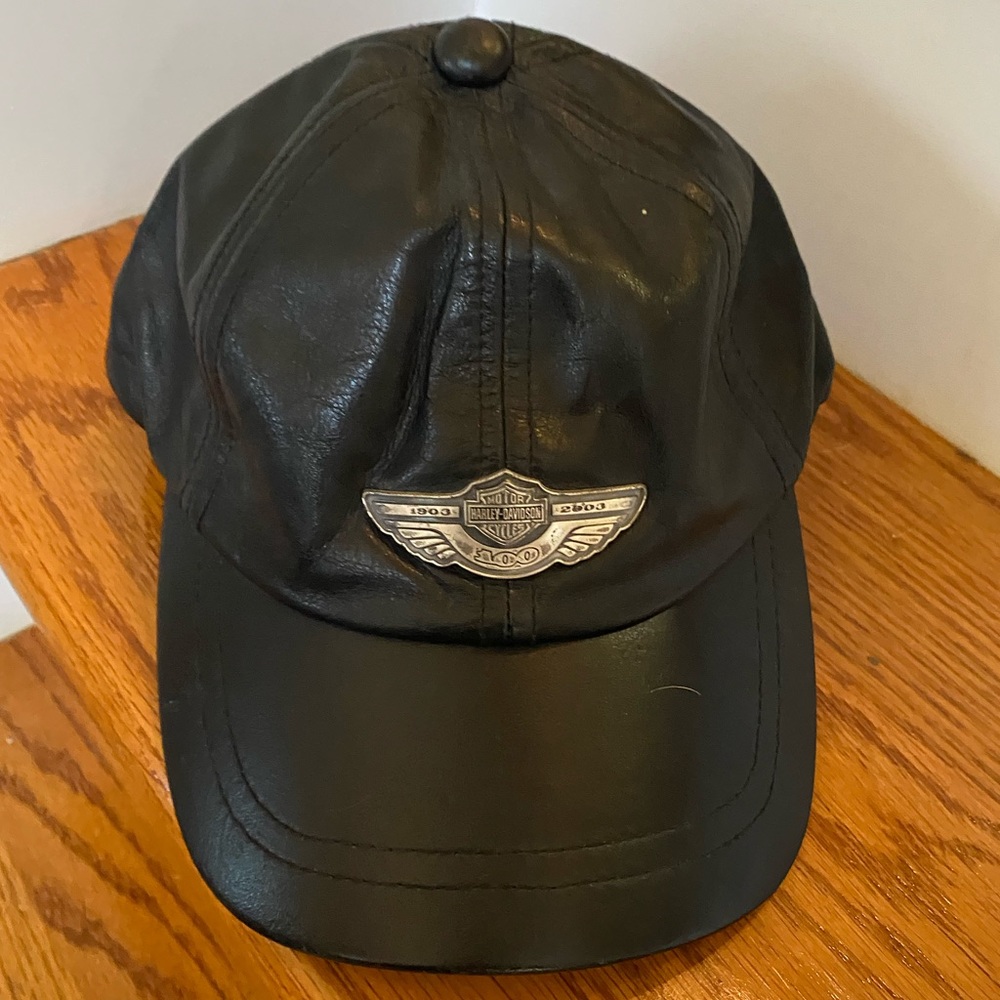 Leather Harley Davidson hat.